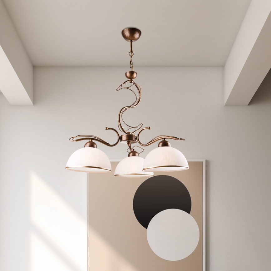 Lustre sur tige COBRA 3xE27/60W/230V bronze/patiné