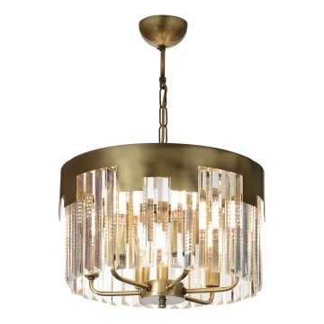 Lustre suspendu à chaîne CRYSTALLINE 6xE27/40W/230V, finition bronze