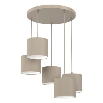 Lustre suspendu sur câble ARDEN 5xE27/15W/230V Ø 44 cm beige