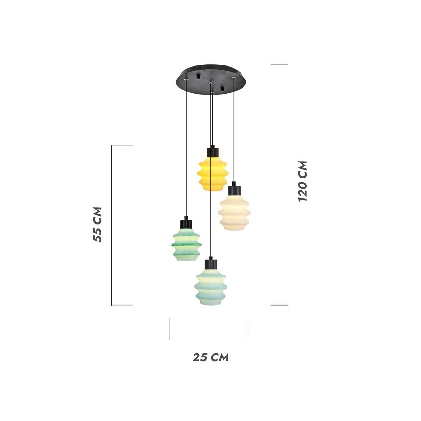 Lustre suspendu sur câble CACTUS LED/12W/230V 3000K vert/jaune/blanc