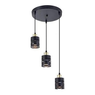 Lustre suspendu sur câble ELEN 3xE27/35W/230V Ø 29 cm noir/doré