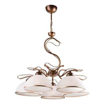 Lustre suspendu sur chaîne COBRA 5xE27/60W/230V bronze patiné