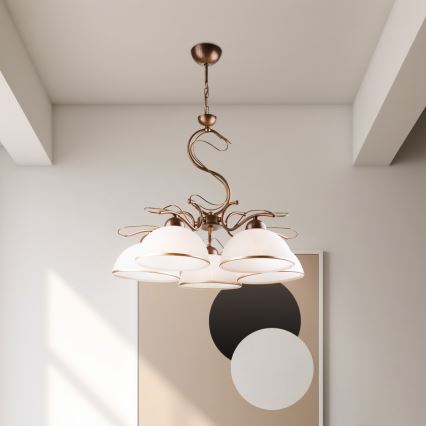 Lustre suspendu sur chaîne COBRA 5xE27/60W/230V bronze patiné