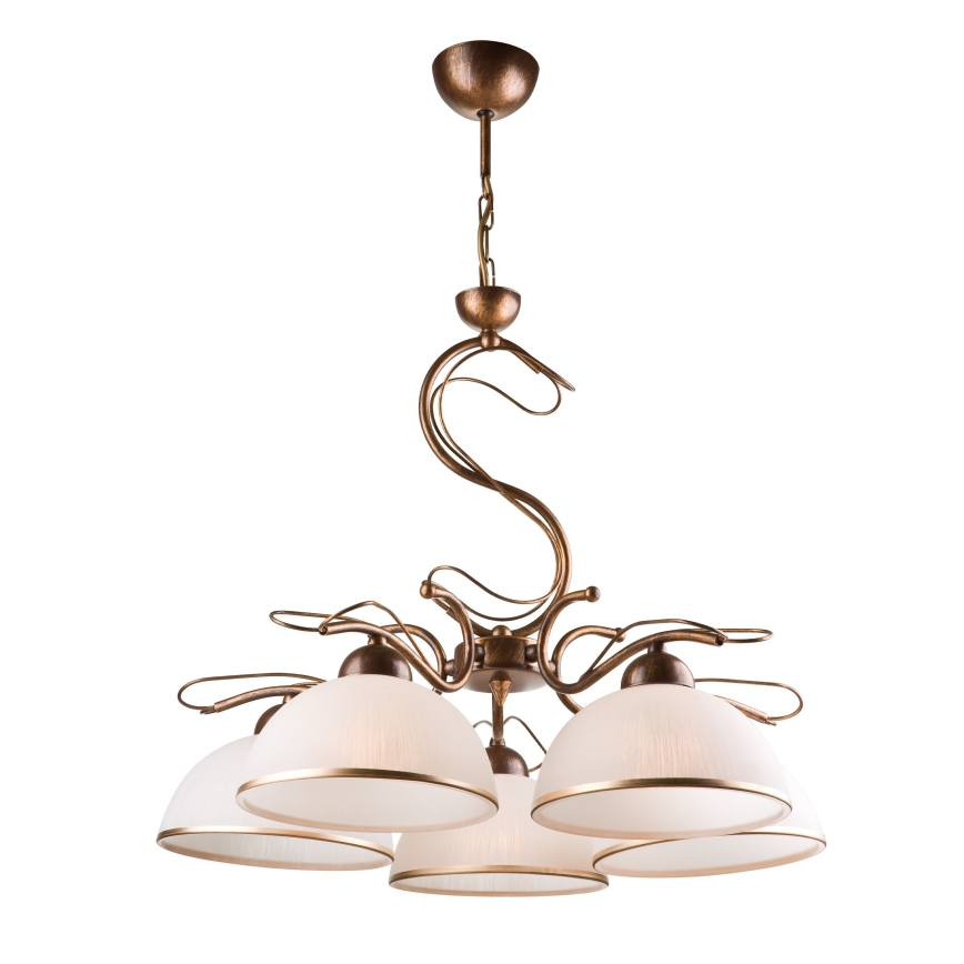 Lustre suspendu sur chaîne COBRA 5xE27/60W/230V bronze patiné