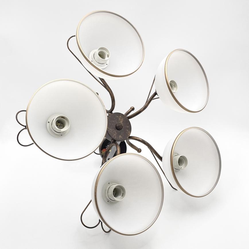 Lustre suspendu sur chaîne COBRA 5xE27/60W/230V bronze patiné