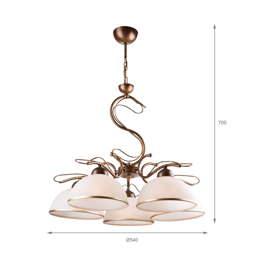 Lustre suspendu sur chaîne COBRA 5xE27/60W/230V bronze patiné