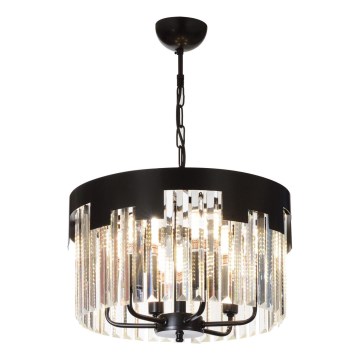 Lustre suspendu sur chaîne CRYSTALLINE 6xE27/40W/230V noir