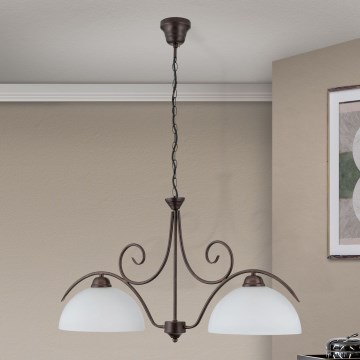 Lustre suspendu sur chaîne RULA 2xE27/40W/230V blanc/bronze