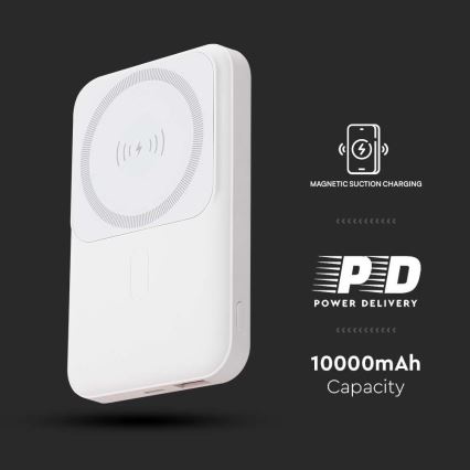 Magnetische Powerbank met draadloos opladen Power Delivery 10 000mAh/20W/3,7V wit