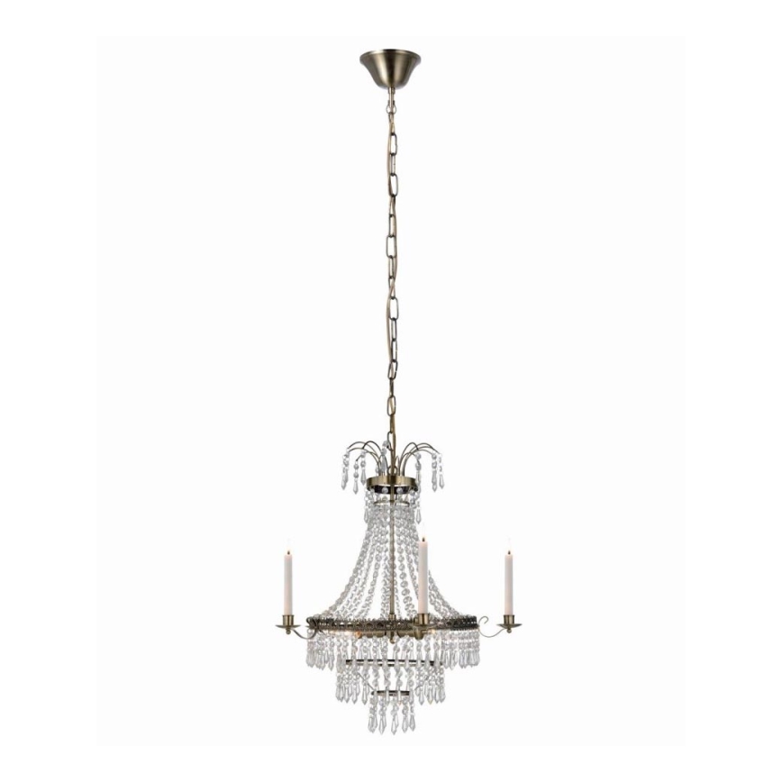 Markslöjd 105157 - Suspension filaire en cristal MARIELUND 3xE14/40W/230V laiton