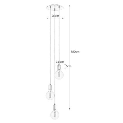 Markslöjd 106333 - Hanglamp aan koord SKY 3xE27/60W/230V