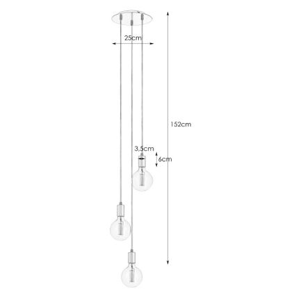 Markslöjd 106334 - Hanglamp aan koord SKY 3xE27/60W/230V