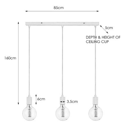 Markslöjd 106336 - Suspension fil SKY 3xE27/60W/230V