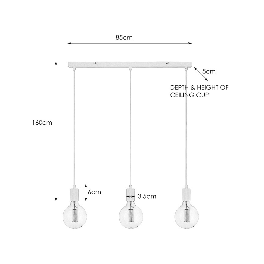 Markslöjd 106336 - Suspension fil SKY 3xE27/60W/230V