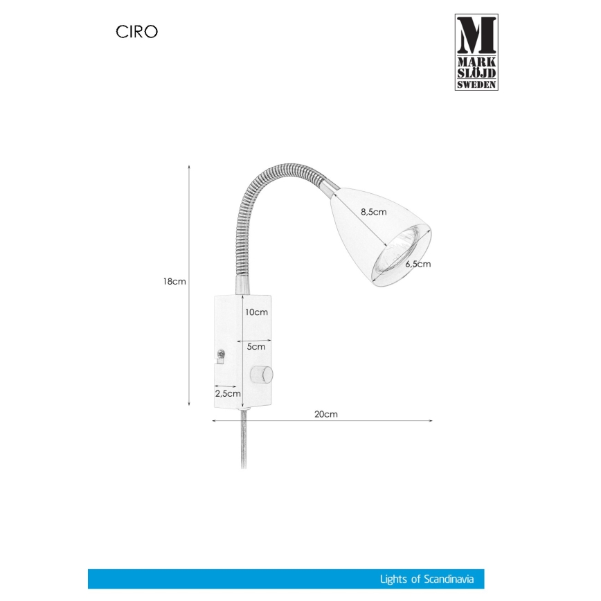 Markslöjd 106589 - Dimbare wandlamp CIRO 1xGU10/7W/230V