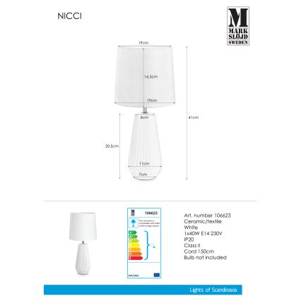Markslöjd 106623 - Lampe de table NICCI 1xE14/40W/230V