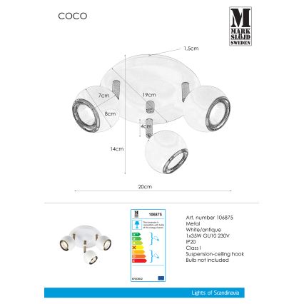 Markslöjd 106875 - Spot COCO 3xGU10/35W/230V blanc