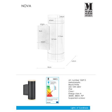 Markslöjd 106913 - LED Wandlamp voor buiten NOVA 2xLED/5,5W/230V IP44
