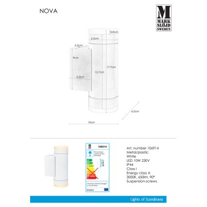 Markslöjd 106914 - LED Wandlamp voor buiten NOVA 2xLED/5,5W/230V IP44
