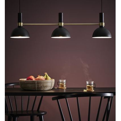 Markslöjd 106971 - Hanglamp aan koord LARRY 3xE27/60W/230V zwart/gouden