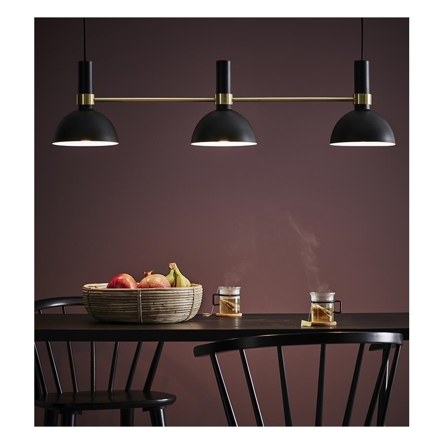Markslöjd 106971 - Suspension fil LARRY 3xE27/60W/230V noir/or