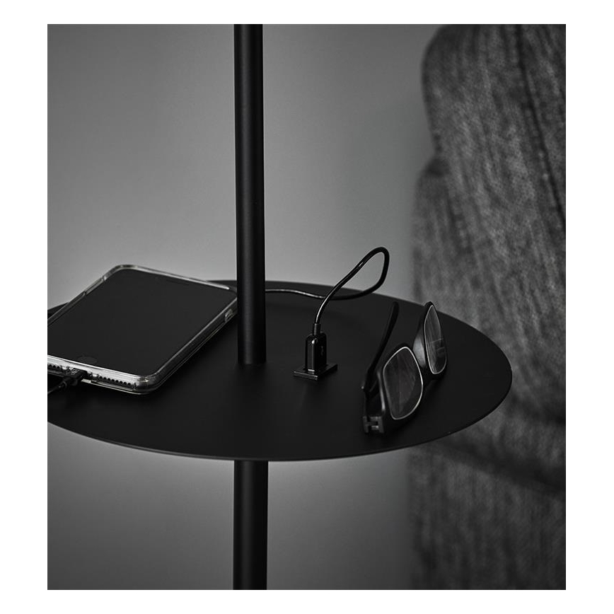 Markslöjd 107307 - Vloerlamp s USB LINEAR 1xE14/40W/230V