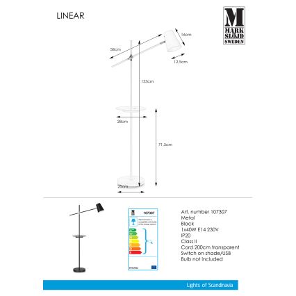 Markslöjd 107307 - Vloerlamp s USB LINEAR 1xE14/40W/230V