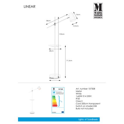 Markslöjd 107308 - Lampadaire avec USB LINEAR 1xE14/40W/230V