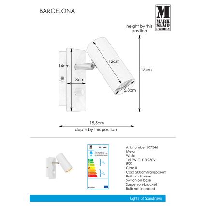 Markslöjd 107346 - Dimbaar wandspot BARCELONA 1xGU10/12W/230