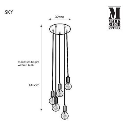 Markslöjd 107467 - Hanglamp aan koord SKY 5xE27/60W/230V