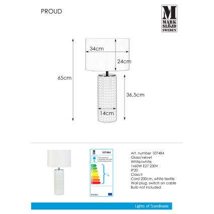 Markslöjd 107484 - Tafellamp PROUD 1xE27/60W/230V