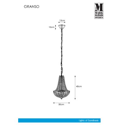 Markslöjd 107550 - Lustre en cristal sur chaîne pour salle de bain GRÄNSÖ 2xG9/20W/230V