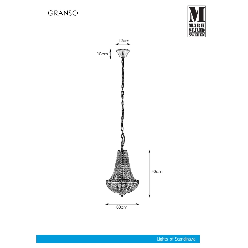 Markslöjd 107550 - Lustre en cristal sur chaîne pour salle de bain GRÄNSÖ 2xG9/20W/230V