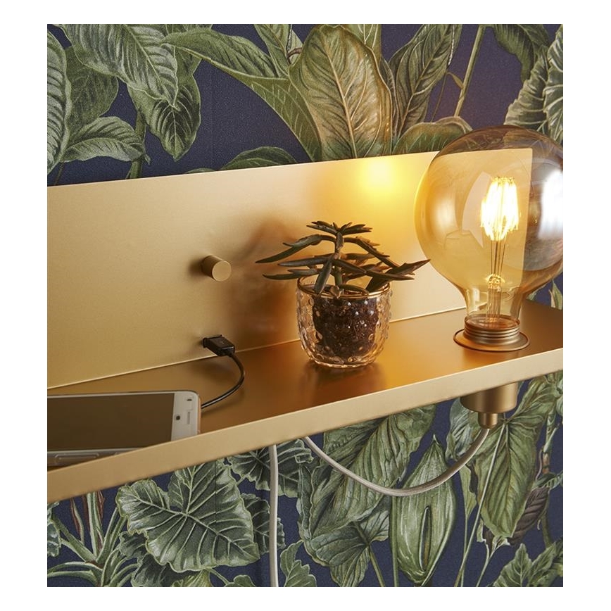 Markslöjd 107791 - Wandlamp dimbaar met USB-poort MULTI 1xE27/60W/230V