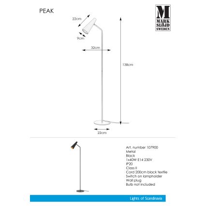 Markslöjd 107900 - Vloerlamp PEAK 1xE14/40W/230V