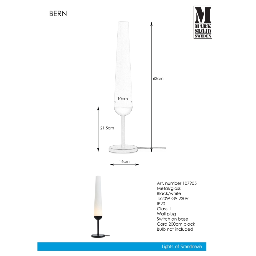 Markslöjd 107905 - Vloerlamp BERN 1xG9/20W/230V