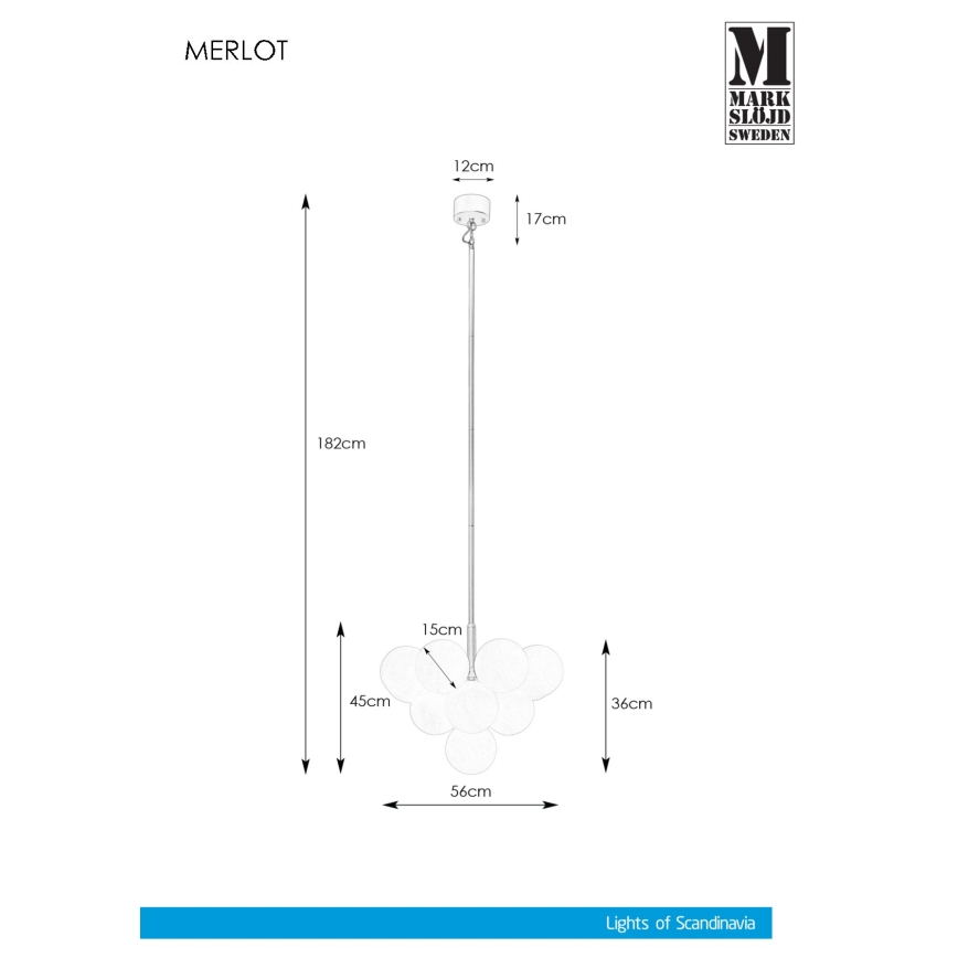 Markslöjd 107911 - Suspension avec tige MERLOT 13xG9/20W/230V