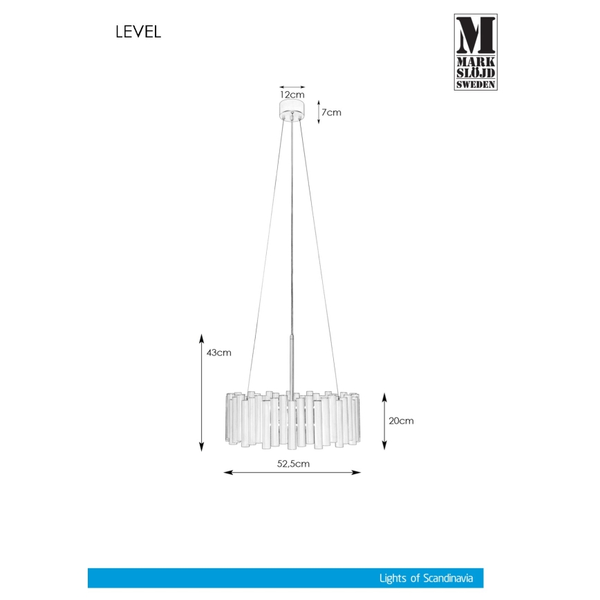 Markslöjd 107925 - Hanglamp met vaste pendel LEVEL 3xE27/60W/230V