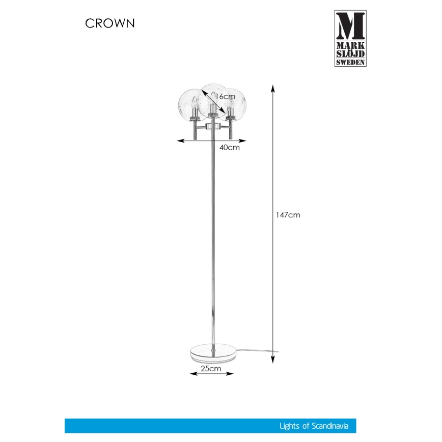 Markslöjd 107947 - Vloerlamp CROWN 3xE14/20W/230V