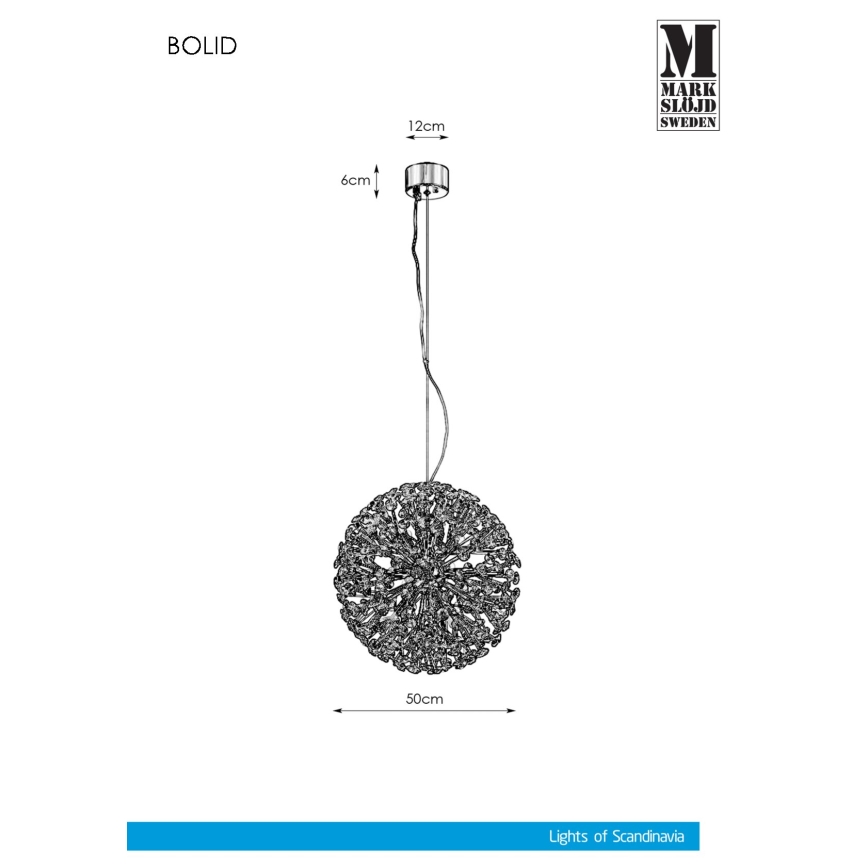 Markslöjd 108101 - Kristallen kroonluchter aan koord BOLID 9xG9/20W/230V