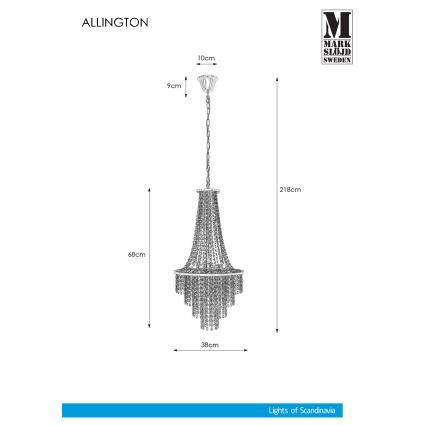 Markslöjd 108125 - Lustre en cristal sur chaîne ALLINGTON 3xE14/25W/230V