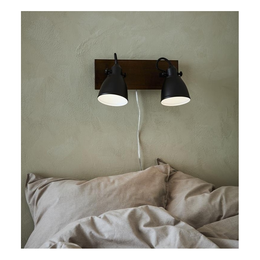 Markslöjd 108213 - Wandspot NATIVE 2xE14/18W/230V zwart/bruin