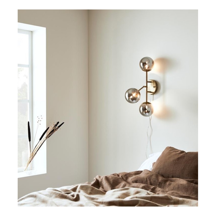 Markslöjd 108253 - Wand Lamp TRINITY 3xG9/20W/230V goud/grijs