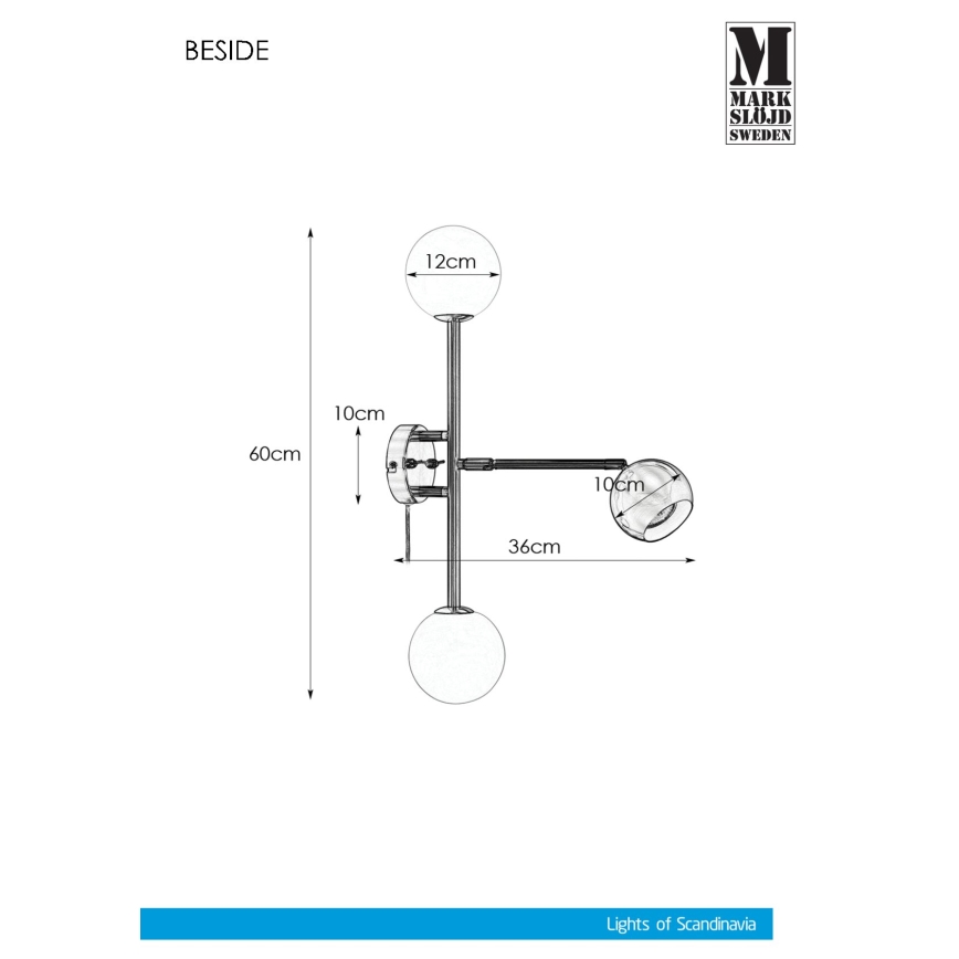 Markslöjd 108256 - Wandlamp BESIDE 2xG9/20W/230V + 1xGU10/7W/230V mat chroom