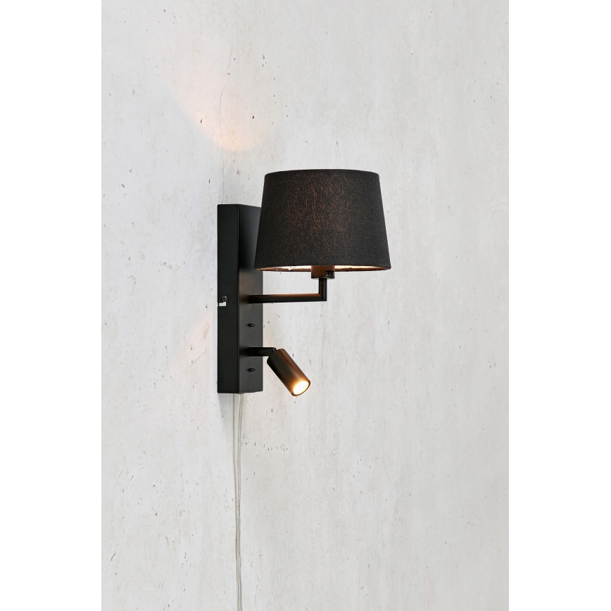 Markslöjd 108595 - Lampe murale LED COMO avec port USB 1xE14/40W/230V + LED/3W noire