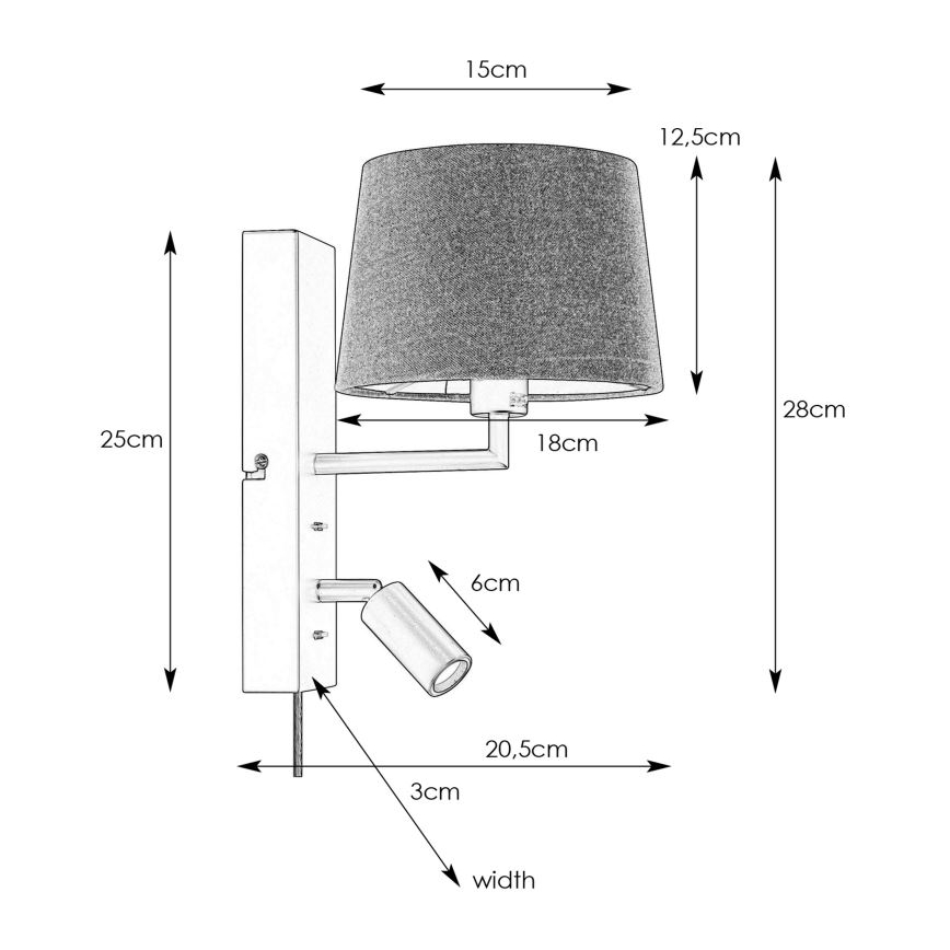 Markslöjd 108595 - LED Wandlamp met USB COMO 1xE14/40W/230V + LED/3W zwart