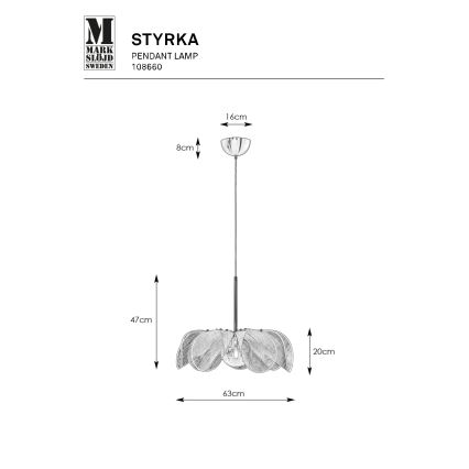 Markslöjd 108660 - Suspension filaire STYRKA 1xE27/40W/230V d. 63 cm noir