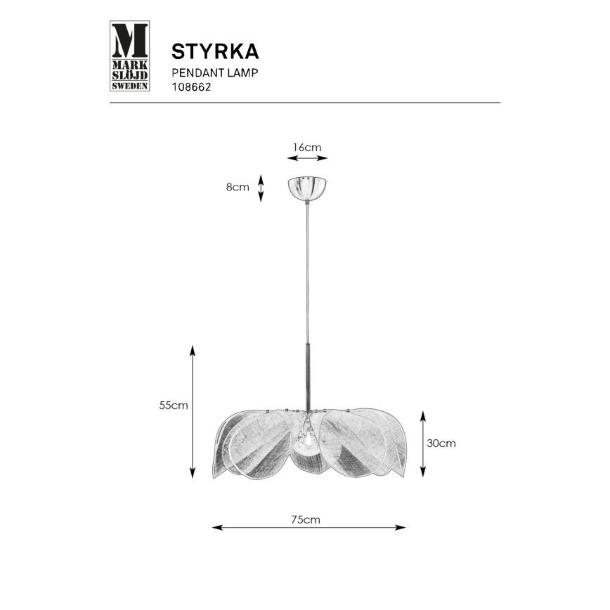 Markslöjd 108662 - Suspension filaire STYRKA 1xE27/40W/230V d. 75 cm noir