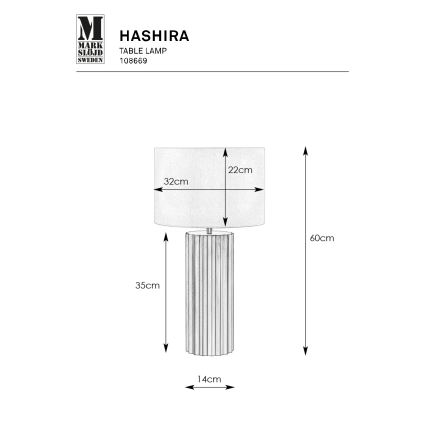 Markslöjd 108669 - Lampe de table HASHIRA 1xE27/40W/230V blanc/laiton