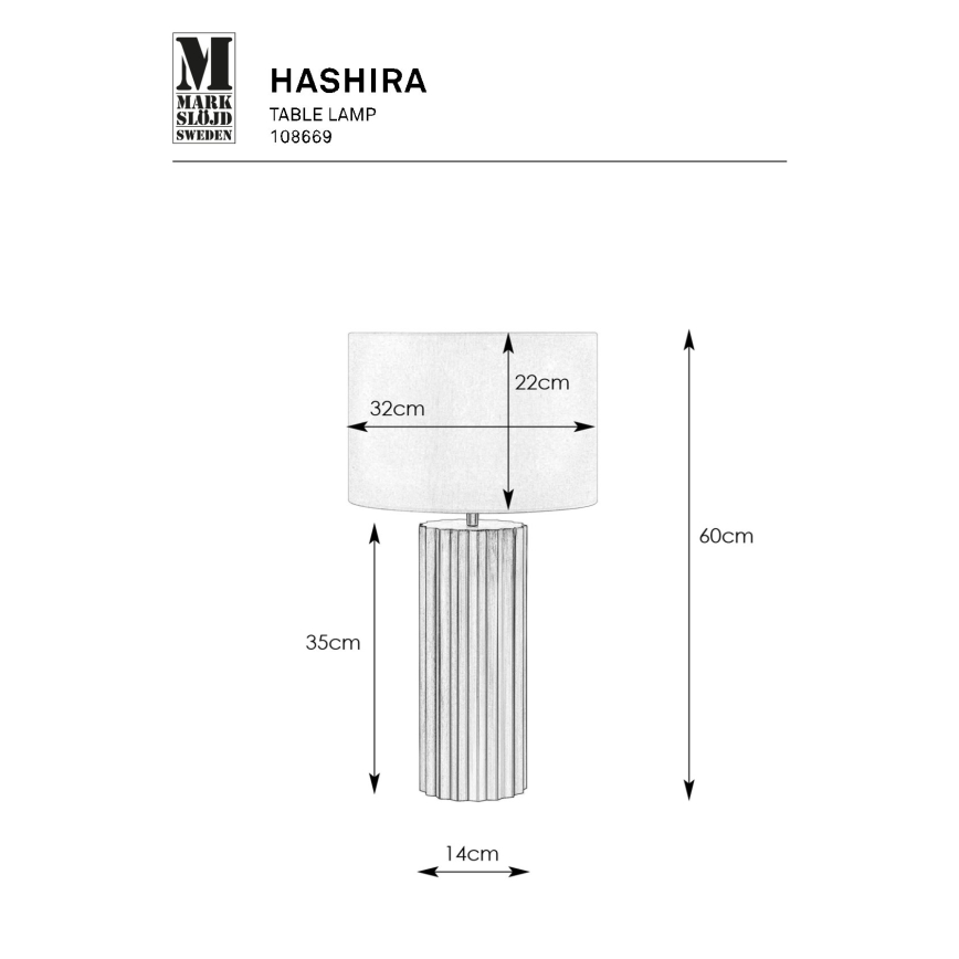 Markslöjd 108669 - Lampe de table HASHIRA 1xE27/40W/230V blanc/laiton